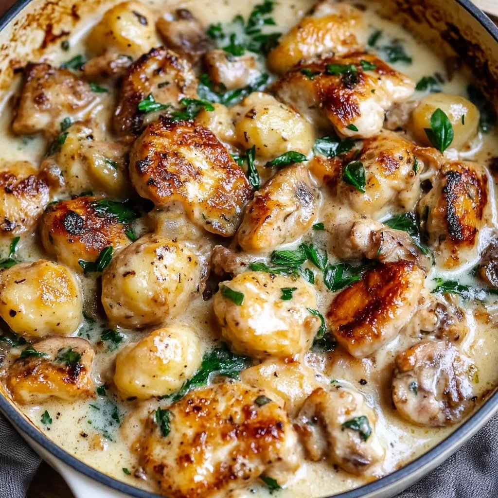 Cremiges Hähnchen und Gnocchi (Ein-Pfannen, 30-Minuten)