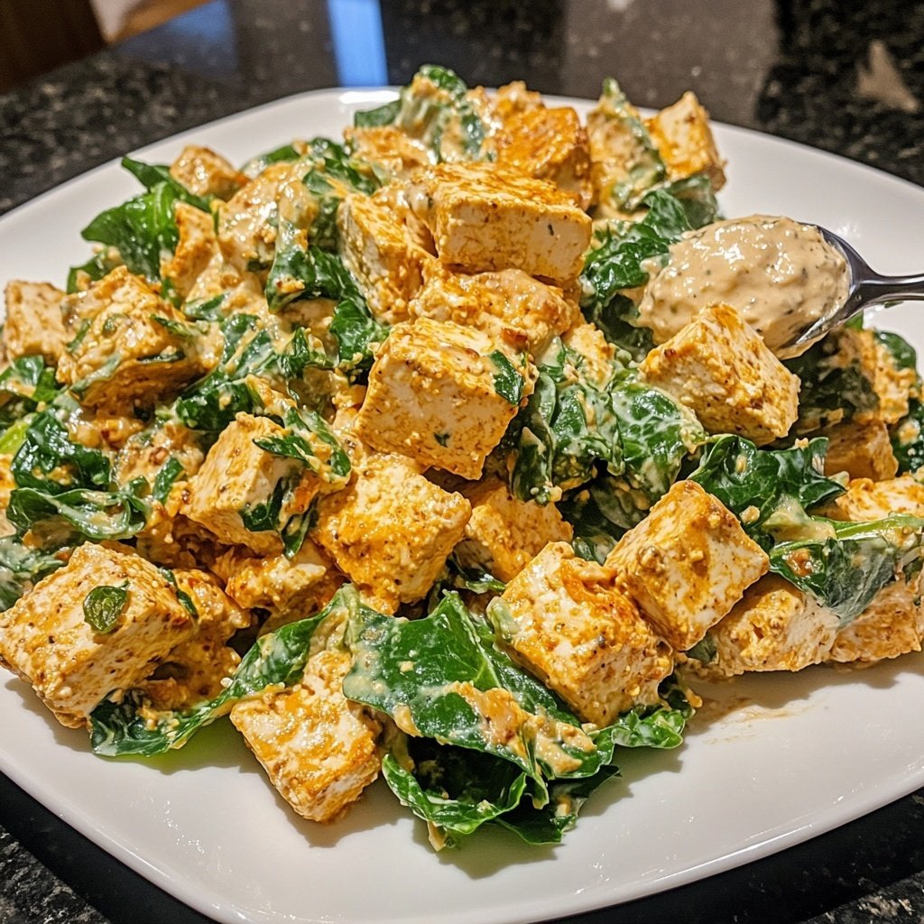 Veganer Sahne-Wirsing mit würzigem Tofu