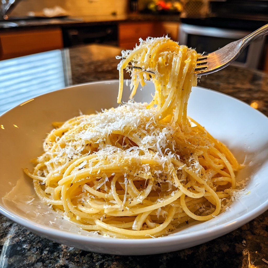 Spaghetti mit Zitronenschale und Parmesan