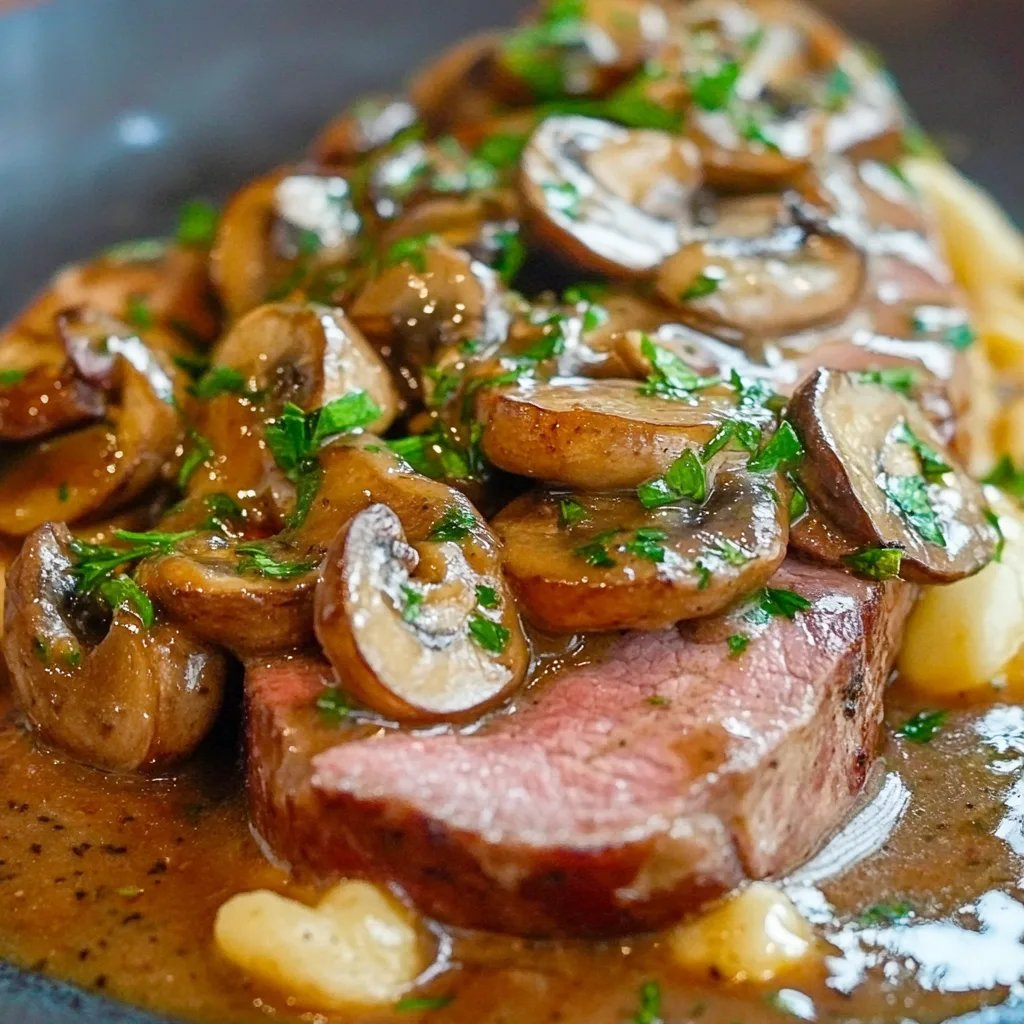 Zartes, saftiges Schweinefilet mit Champignons und Spätzle
